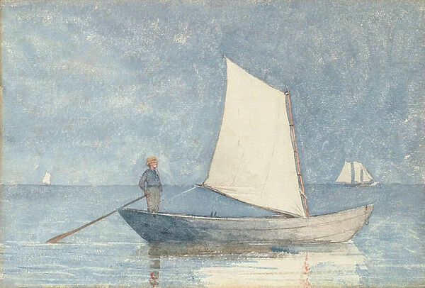 Sailing a Dory, 1880 (w  /  c & pencil on paper)