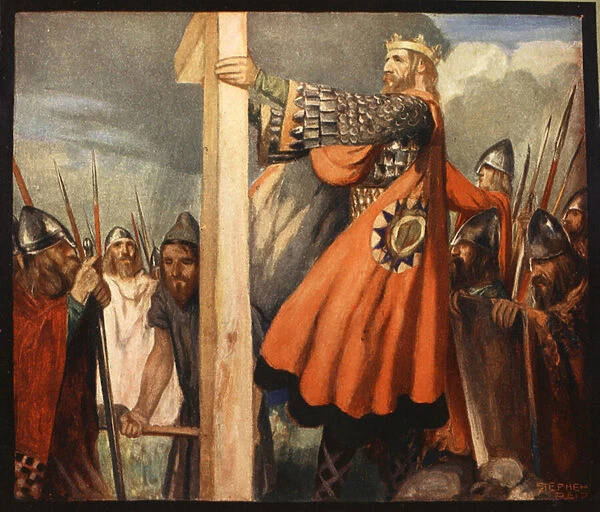 Saint Oswald, illustration from The Mighty Army by Winifred M. Letts, pub. 1912 (colour litho)