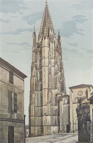 Saintes, Eglise Saint-Eutrope, Clocher et facade O (colour photo)