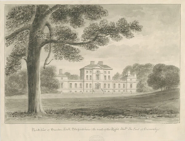 Sandon Hall: sepia wash drawing, 1841 (drawing)