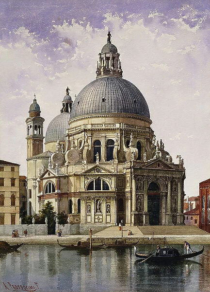 Santa Maria della Salute, Venice, (pencil, pen and brown ink and watercolour)