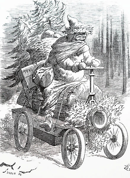 Santa racing through the snow. By John Tenniel (1820-1914) an English illustrator