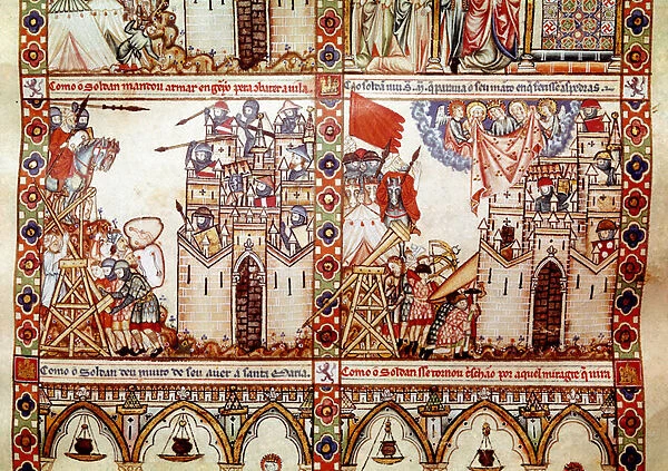 The Saracens besieged a Christian city Detail from one page taken from a manuscript of