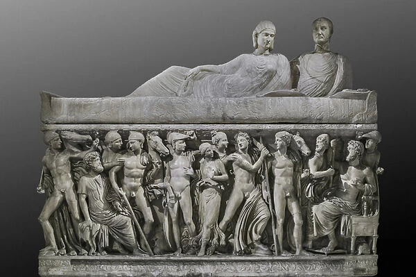 Sarcophagus representing scenes of Achilles life, 3rd Century AD (marble)
