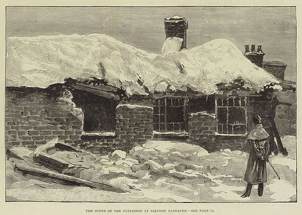 The Scene of the Explosion at Salford Barracks (engraving)