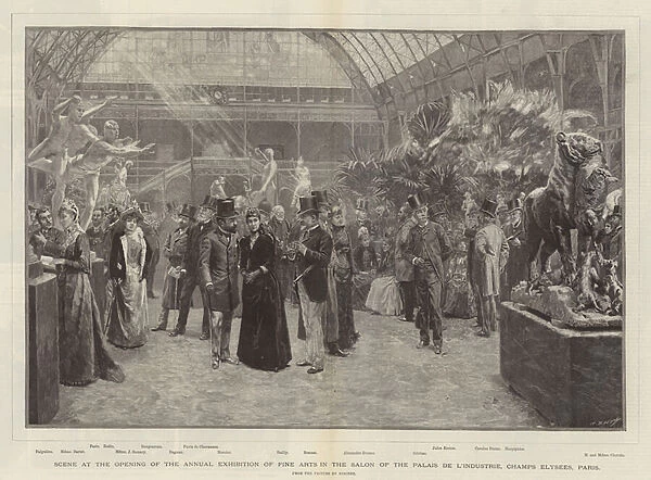 Scene at the Opening of the Annual Exhibition of Fine Arts in the Salon of the Palais de l Industrie, Champs Elysees, Paris (engraving)