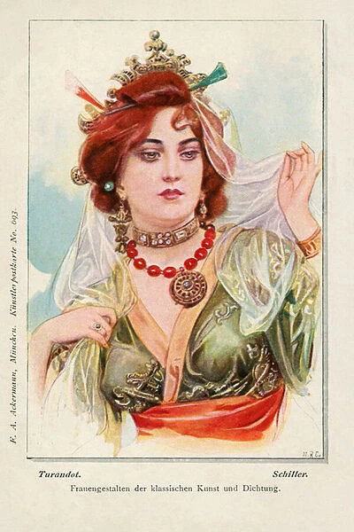 Scene from the opera, Turandot, by Giacomo Puccini (colour litho)