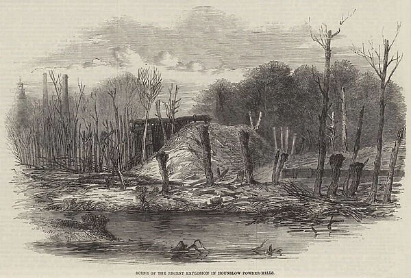 Scene of the Recent Explosion in Hounslow Powder-Mills (engraving)
