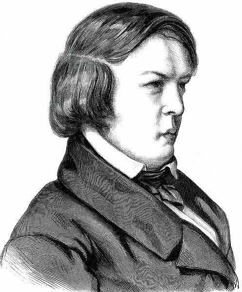 Schumann, Robert , german composer , born 08. 06. 1810 in Zwickau, died 29. 07. 1856 in Endenich near Bonn, wood engraving about 1860