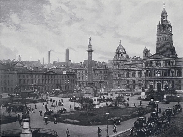 Scotland: Glasgow, George Square (b  /  w photo)