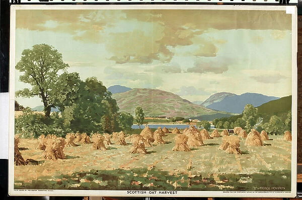 Scottish Oat Harvest, from the series Home Countries First (colour litho)