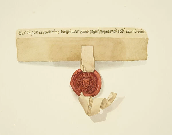 Seal attached to the bottom of a deed, c. 1825 (pencil & w  /  c on paper)