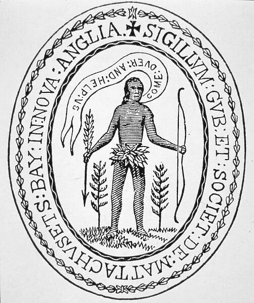 Seal of the Massachusetts Bay Company, the first settlement, founded in 1630 (litho)