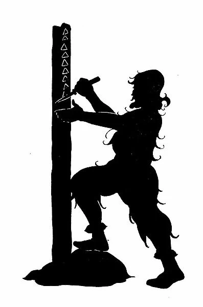 One of a set of Robinson Crusoe silhouettes (litho)