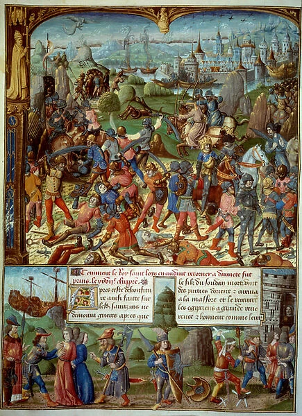 Seventh Crusade (1248-1254). On top, Louis IX (Saint Louis) (1215-1270), King of France