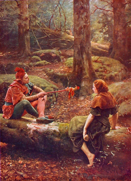 Shakespeare: Touchstone and Audrey in the Forest of Arden, As You Like It, Act III, Scene 3 (colour litho)