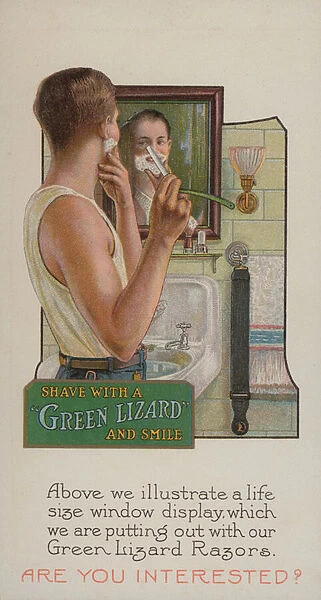 Shave with a Green Lizard and smile (chromolitho)