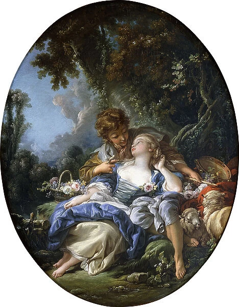 A Shepherd and a Shepherdess in Dalliance in a Wooded Landscape, 1761 (oil on canvas)