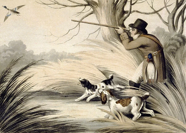 Shooting Duck, engraved by H. Merke, c. 1809 (colour litho)