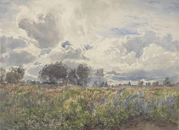 Showery June, Picardy, c. 1870 (w  /  c on paper)