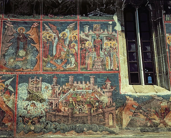 Siege of Constantinople by Sultan Mehmet II (1432-81) in 1453 (fresco) (see also 67361)