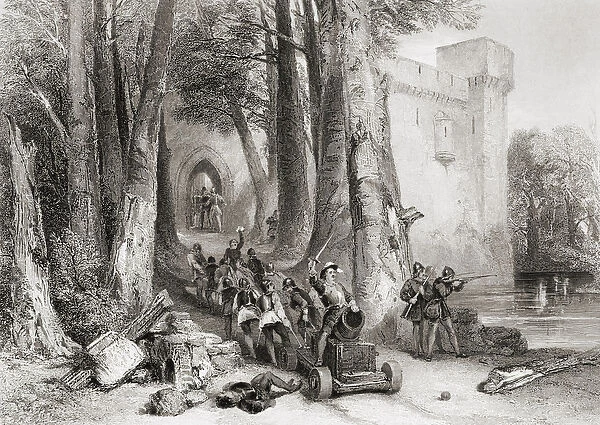 The Siege of Lathom House, 1644, engraved by W. Topham (engraving)