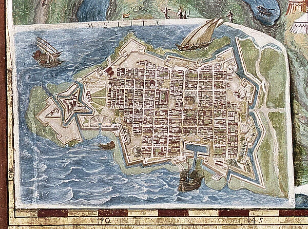 Siege of Malta, detail from the Galleria delle Carte Geografiche, 1580-83