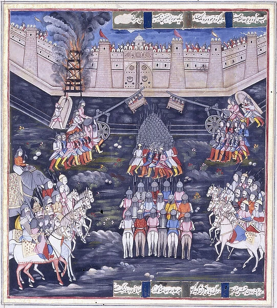 A Siege, mid 19th century (gouache with gold paint on paper)