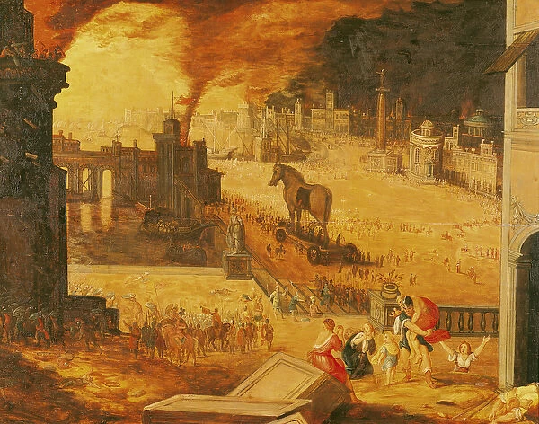 The Siege of Troy (oil on canvas)