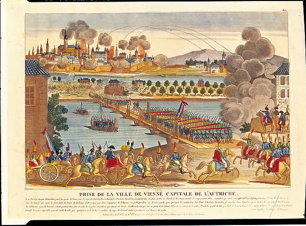 Siege of Vienna, 10th May 1809 (coloured engraving)
