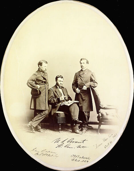 Signed photograph of Ulysses S. Grant and his aides, Orville E