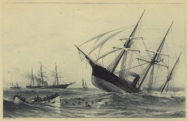 Sinking of the Alabama (litho)