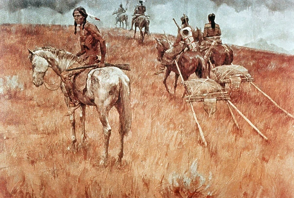 Sioux Indians on the Move (oil on canvas)