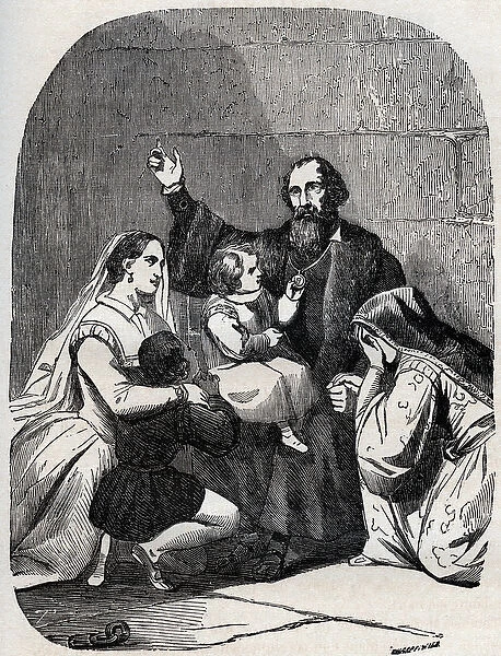 Sir Thomas More (Morus) (1478-1535) and his daughter Margaret and childrens in prison