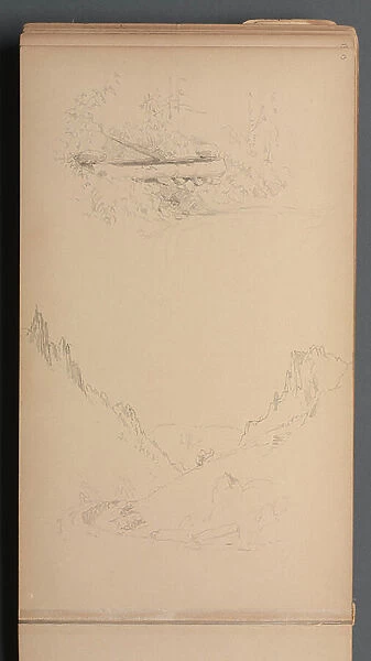 Sketchbook, page 15: Landscapes, Berlin Falls ? , 1859 (graphite)