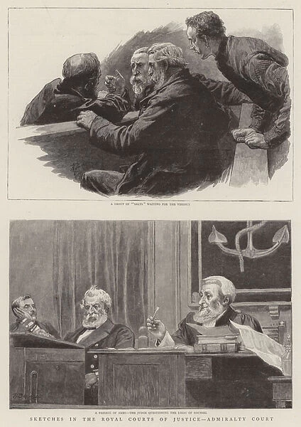 Sketches in the Royal Courts of Justice, Admiralty Court (engraving)