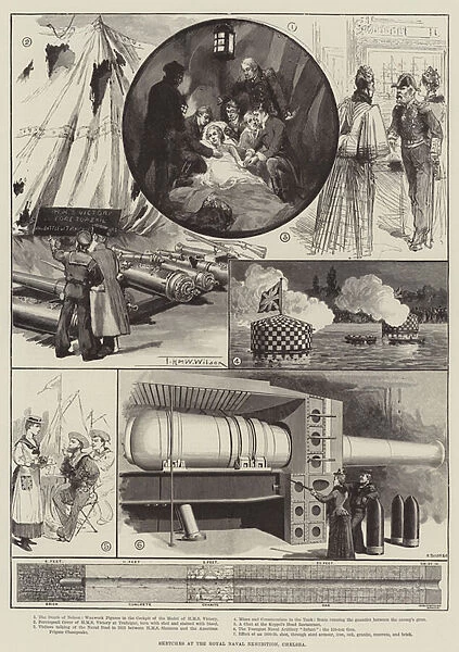 Sketches at the Royal Naval Exhibition, Chelsea (engraving)