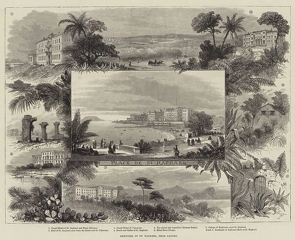 Sketches of St Raphael, near Cannes (engraving)