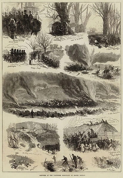 Sketches at the Volunteer Sham-Fight on Easter Monday (engraving)