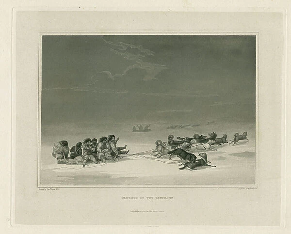 Sledges of the Eskimaux, 1824 (engraving)