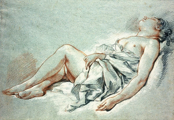 A Sleeping Girl, (red, black and white chalk on paper)
