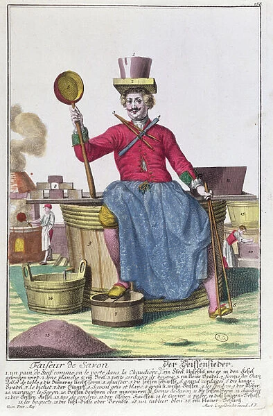 The Soap Maker, c. 1735 (coloured engraving) (see also 170136)