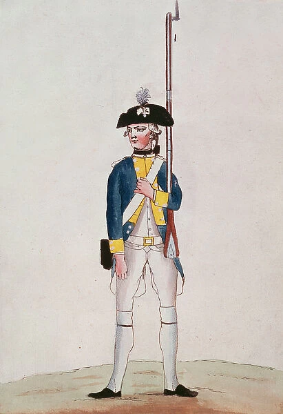 Soldier of the Regiment Royal-Deux-Ponts, c. 1780 (colour litho)