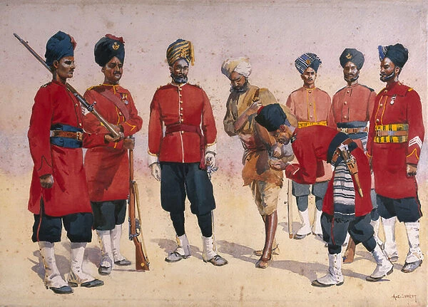 Soldiers of the Rajput Regiment, illustration for Armies of India by Major G. F
