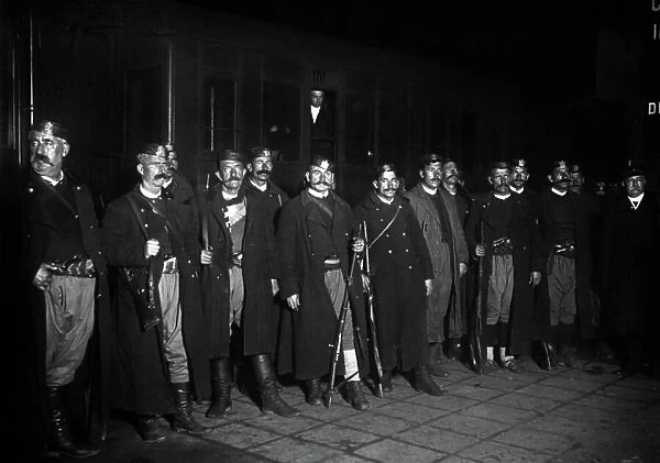 Soldiers of the royal guard of Montenegro when they arrived in Lyon (France) where the royal family took refuge in 1916