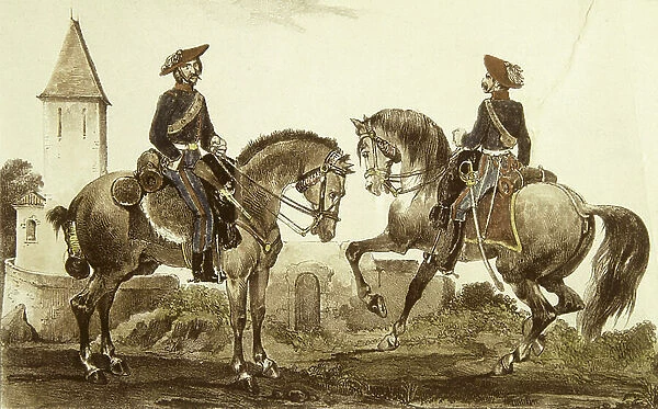 Spain (19th c.). Carlist Wars. Album of the Carlist troops of the North. Cavalry Honour Guard. Litography. Private Collection