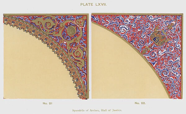 Spandrils of Arches, Hall of Justice (colour litho)