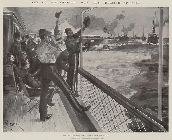 The Spanish-American War, the Invasion of Cuba, the Convoy of Troop-Ships starting from Egmont Key (litho)