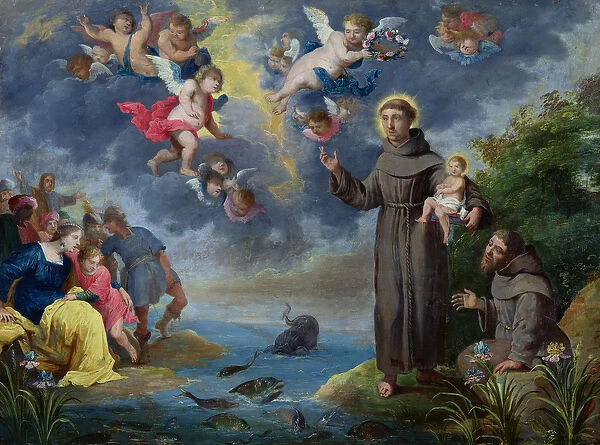 St. Anthony of Padua Preaching to the Fish (oil on copper)