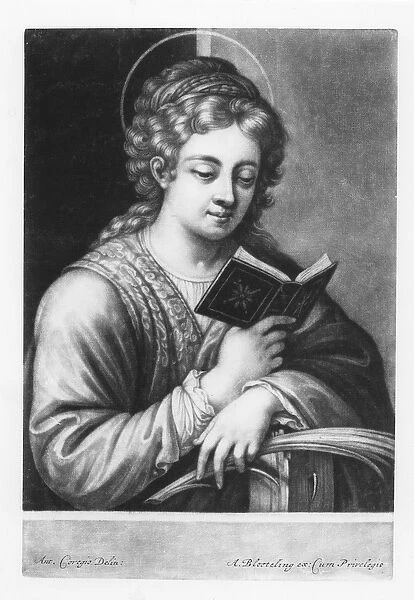 St. Catherine, engraved by Abraham Blooteling (1640-90) 1684 (litho) (b  /  w photo)